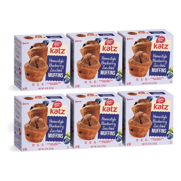 Katz Gluten Free Homestyle Blueberry Zucchini Muffins, 6 Pack