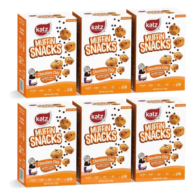 Katz Gluten Free Muffin Snacks - Chocolate Chip - 6 Pack