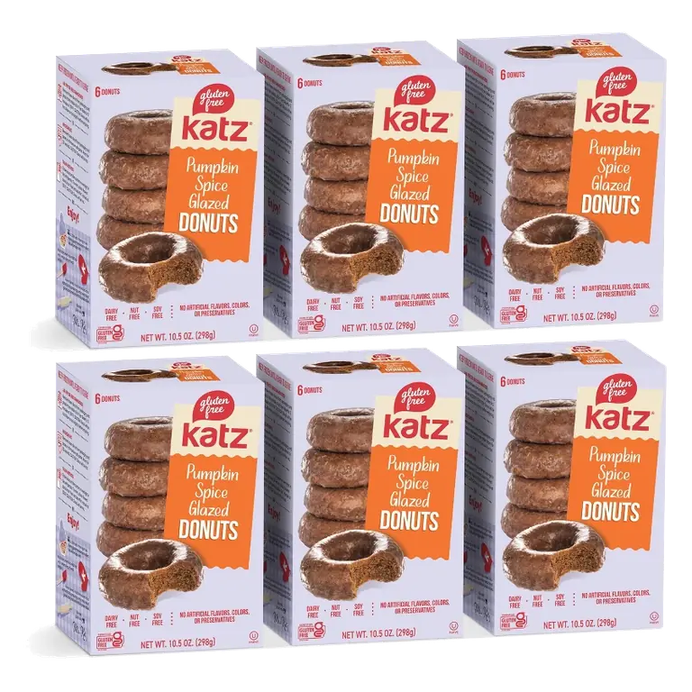 Katz Gluten Free Pumpkin Pie Spice Glazed Donuts, 6 Pack
