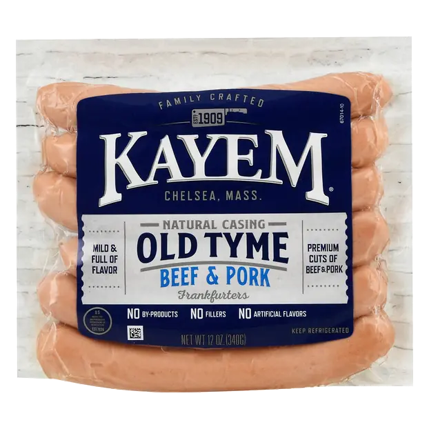 Natural Casing Old Tyme Beef & Pork Franks- 6 ct