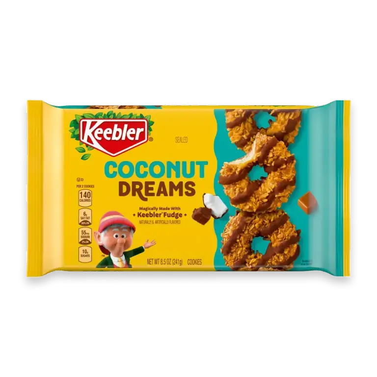 Coconut Dreams Coconut and Caramel Cookies Coated in Keebler Fudge