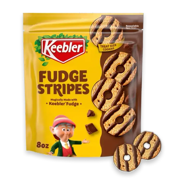 Fudge Stripes Original Shortbread Cookies Magically Drizzled with Keebler Fudge