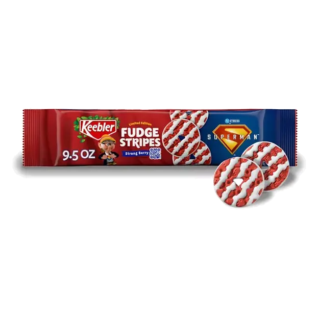 Superman Fudge Stripes Cookies, Strong Berry Flavor, Sweet Treat Pack, 9.5 oz