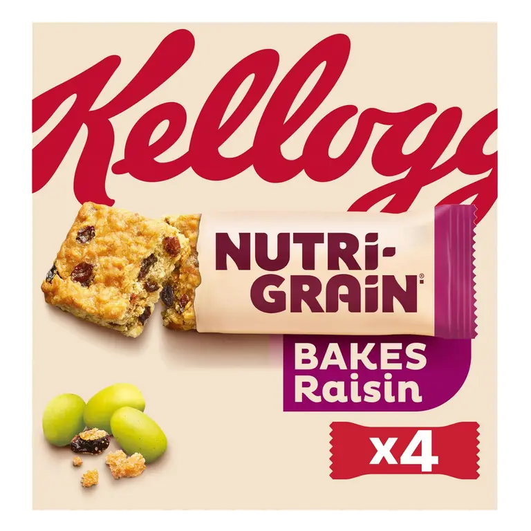 4 x 45g Nutri-Grain Bakes Raisin Snack Bars