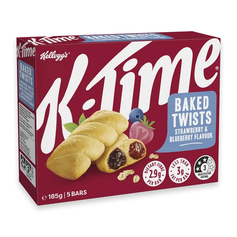 K Time Baked Twists Strawberry & Blueberry Flavour Snack Bars