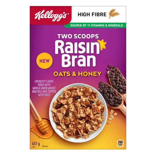 Kellogg's Cereal Raisin Bran Toasted Oat & Honey 451 g