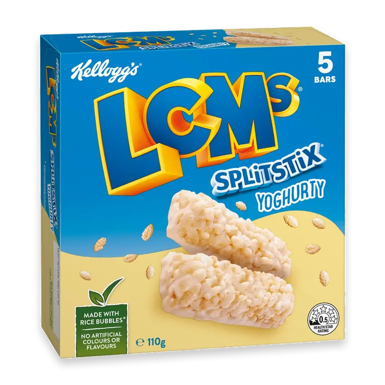 LCMs Split Stix Yoghurty Rice Bubbles Snack Bars