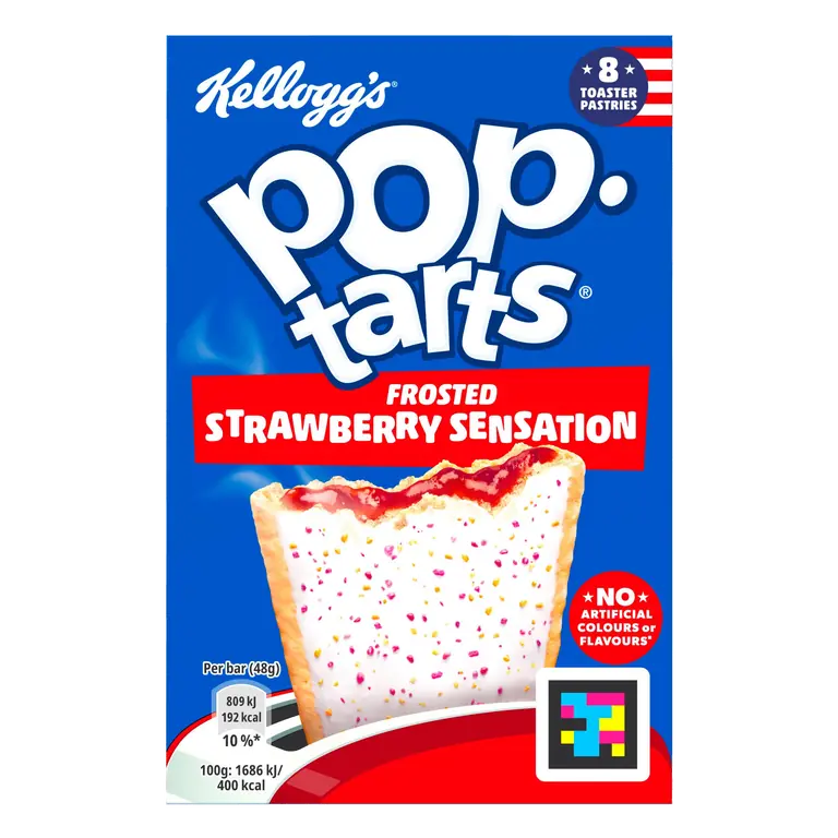 Kellogg's Pop Tarts Frosted Strawberry Sensation Pastry Snacks 8x48g