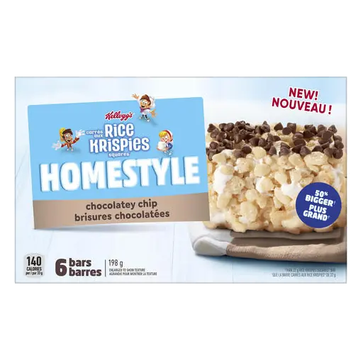 Rice Crispy Squares Bars Homestyle Chocolatey Chip 198 g