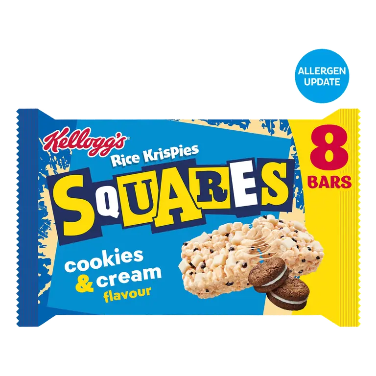 Kellogg's Rice Krispies Squares Cookies and Cream Flavour Snack Bars 8x34g