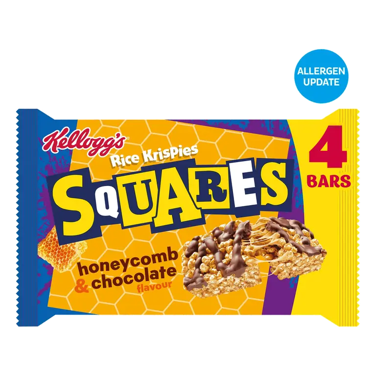 Kellogg’s Rice Krispies Squares Honeycomb & Chocolate flavour Cereal Bars, 4x33g