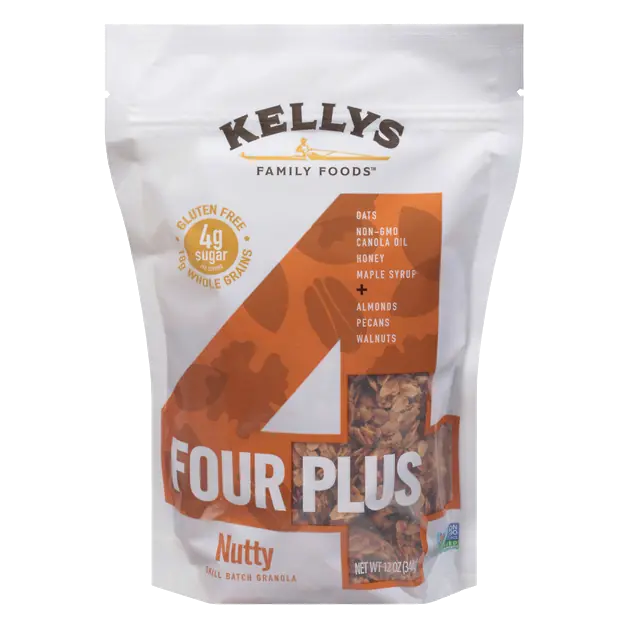Kellys Four Plus Gluten Free Low Sugar Nutty Small Batch Granola