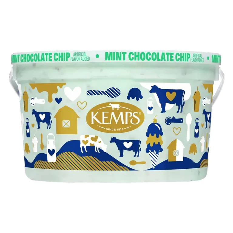 Kemps Mint Chocolate Chip Ice Cream, 128oz: REAL Seal