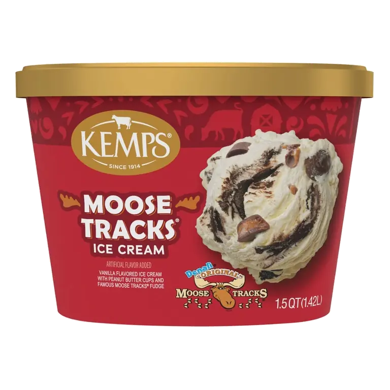 Kemps Moose Tracks Premium Ice Cream, 48oz: 10% Milk Fat Level