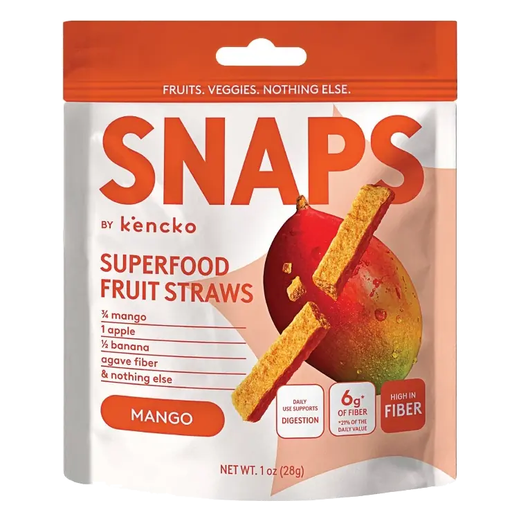 Kencko Dried Mango Fruit Snaps, 1oz