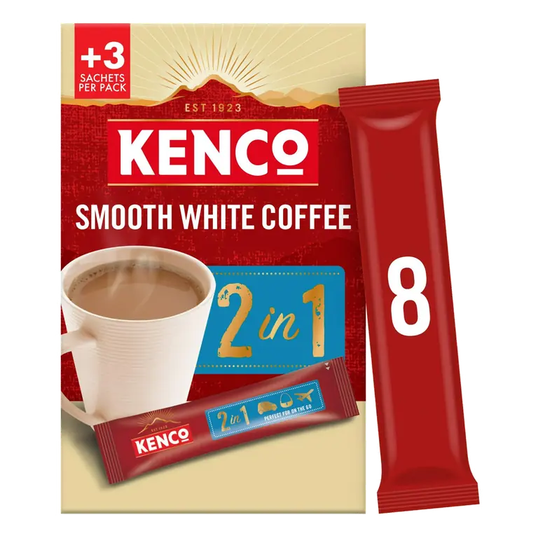 2 In 1 Smooth White Instant Coffee Sachets x8