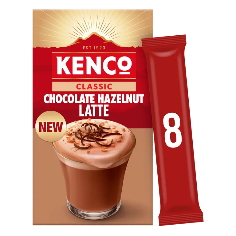 Kenco Classic Chocolate Hazelnut Latte Instant Coffee Sachets x8