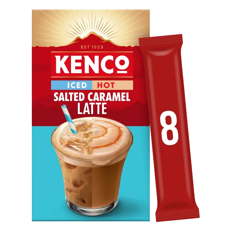 Iced Hot Salted Caramel Instant Coffee Latte Sachets 8 Pack