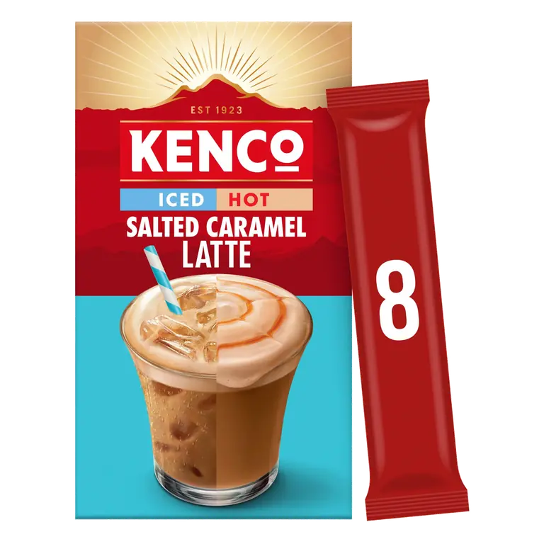 Kenco Iced Hot Salted Caramel Latte Instant Coffee Sachets x8