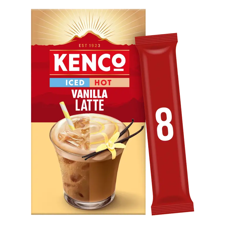 Kenco Iced Hot Vanilla Latte Instant Coffee Sachets x8