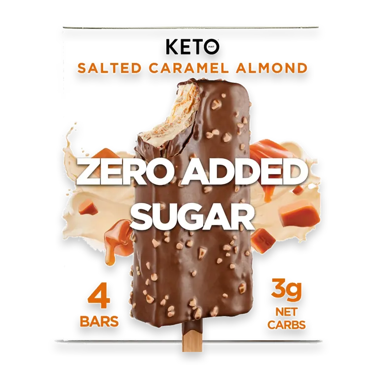 Keto Pint Zero Added Sugar Salted Caramel Almond Ice Cream Bars 4pk, 2.75 fl Oz Bars
