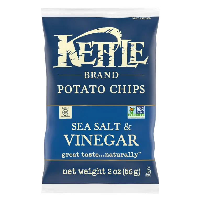 Brand Potato Chips, Salt & Vinegar Kettle Chips, Snack Bag
