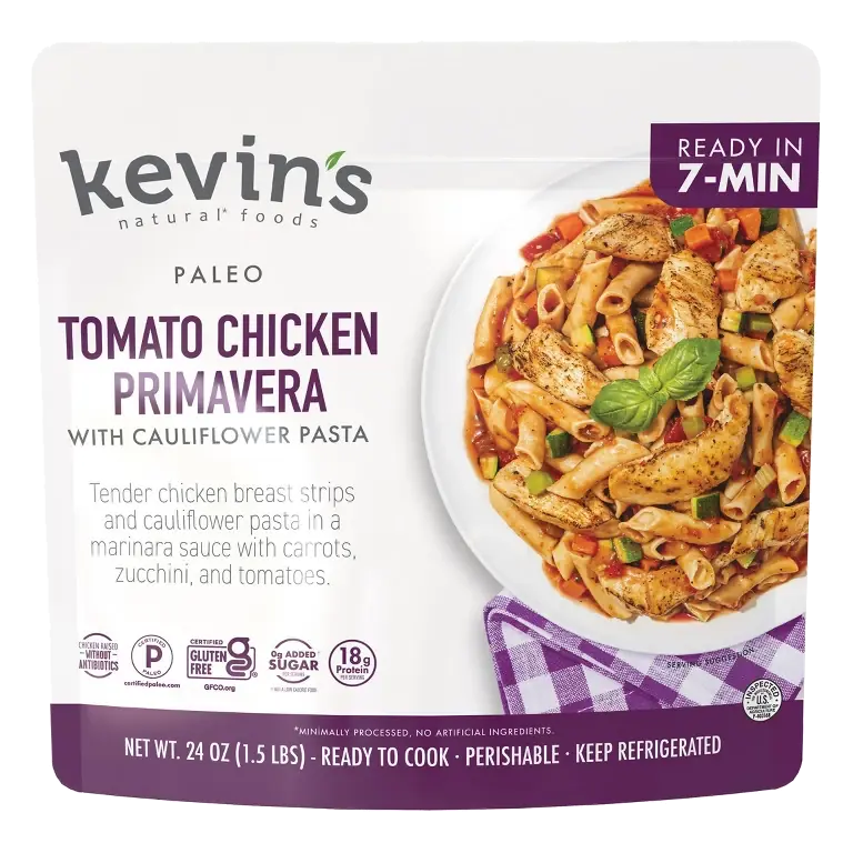 Kevin's Foods Gluten Free Tomato Chicken Primavera Pasta, 24oz: Dairy-Free, No Added Sugar, Soy-Free