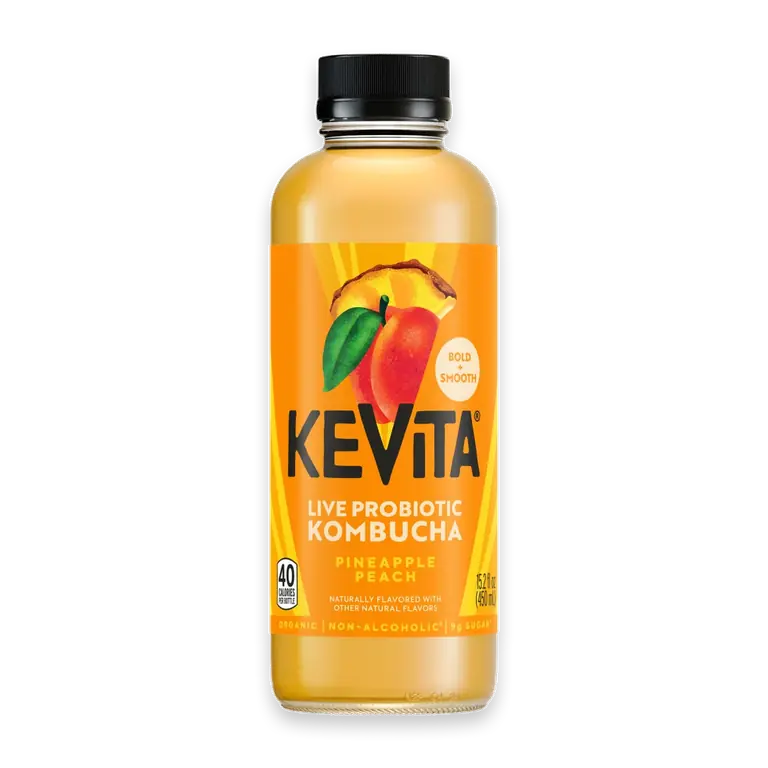 Master Brew USDA Organic Pineapple Peach Kombucha Bottled Tea Drink