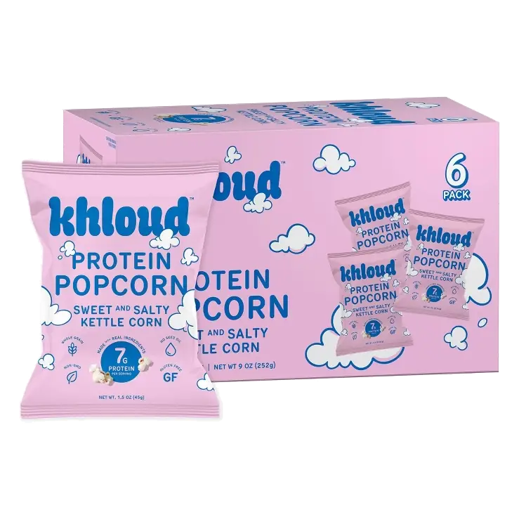 Khloud Sweet and Salty Kettle Corn Protein Popcorn Multipack, 9oz/6ct
