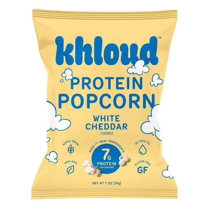 Khloud White Cheddar Protein Popcorn, 1oz