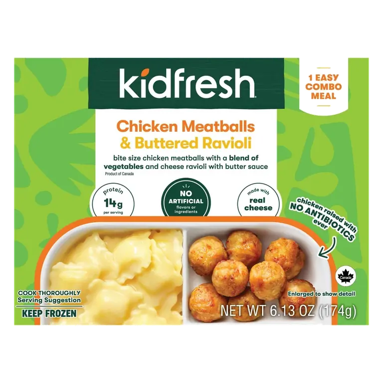 Kidfresh Frozen Chicken Meatballs and Buttered Ravioli, 6.13oz