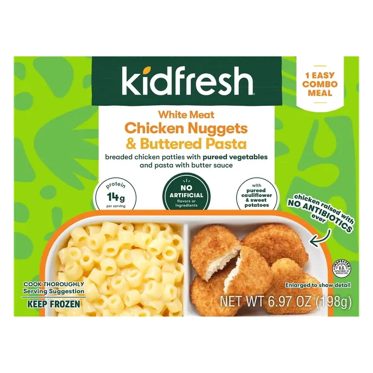 Kidfresh White Meat Chicken Nuggets & Buttered Pasta, 6.9oz