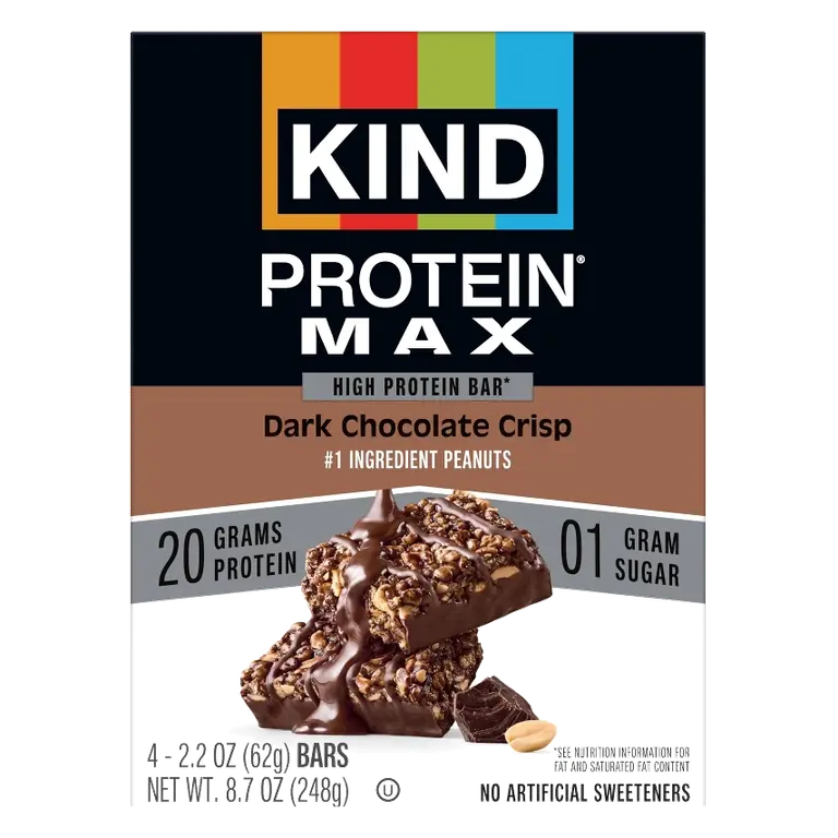 KIND Dark Chocolate Crisp Protein Max Bars - 20g Protein - 8.75oz/4ct