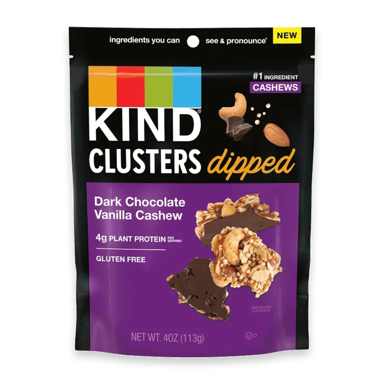 Dipped Clusters Gluten Free Dark Chocolate Vanilla Cashew Snack Mix