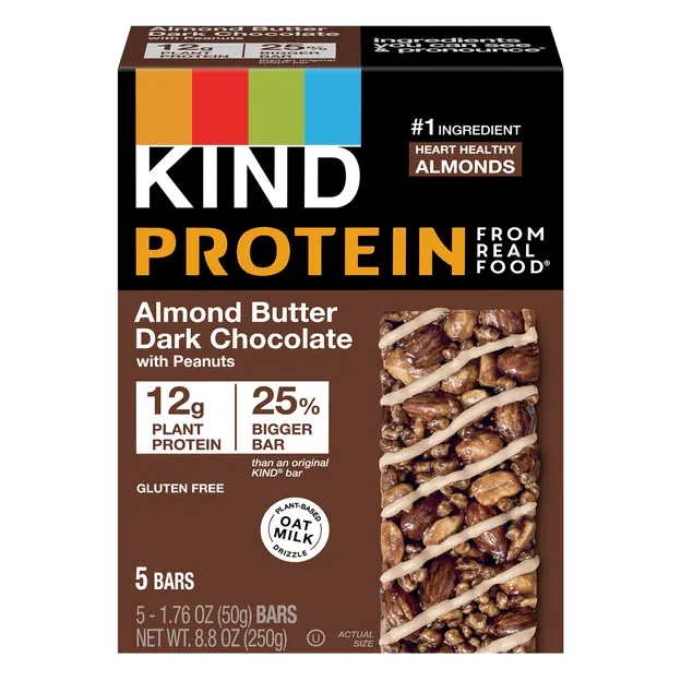 Gluten Free Almond Butter Dark Chocolate Peanuts Protein Bars - 5 ct