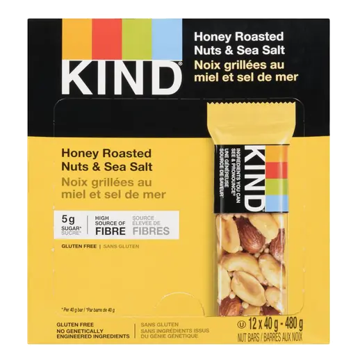 Gluten-Free Nut Bars Honey Roasted Nuts & Sea Salt 12 x 40 g