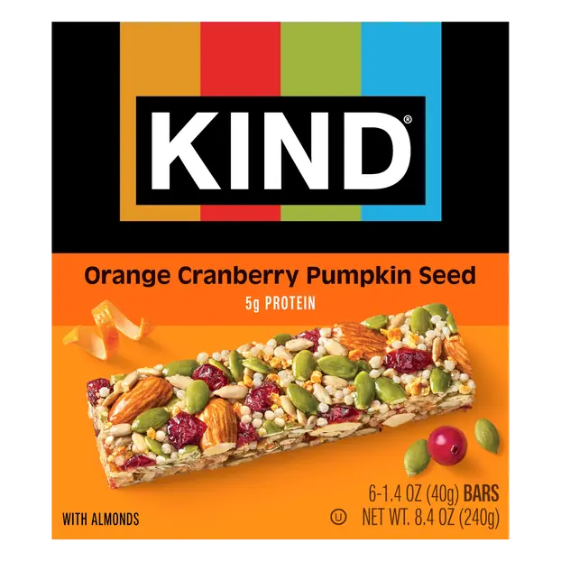 Gluten Free Orange Cranberry Pumpkin Seeds Fruit & Nuts Bars - 6 ct