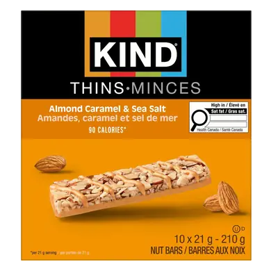 Kind Thins Gluten-Free Bars Caramel Almond And Sea Salt 10 x 21 g