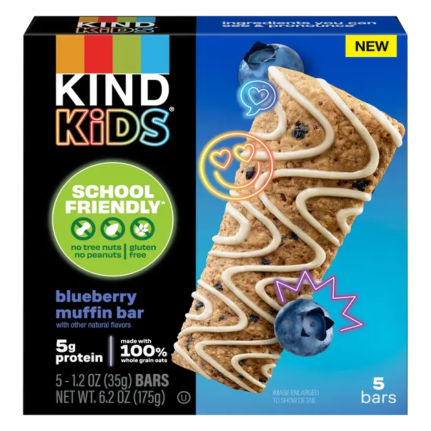 Kids School Friendly Gluten Free Blueberry Muffin Bars - 5 ct