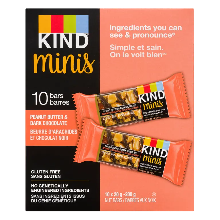 Gluten-Free Mini Nut Bars Peanut Butter Dark Chocolate 10 x 20 g
