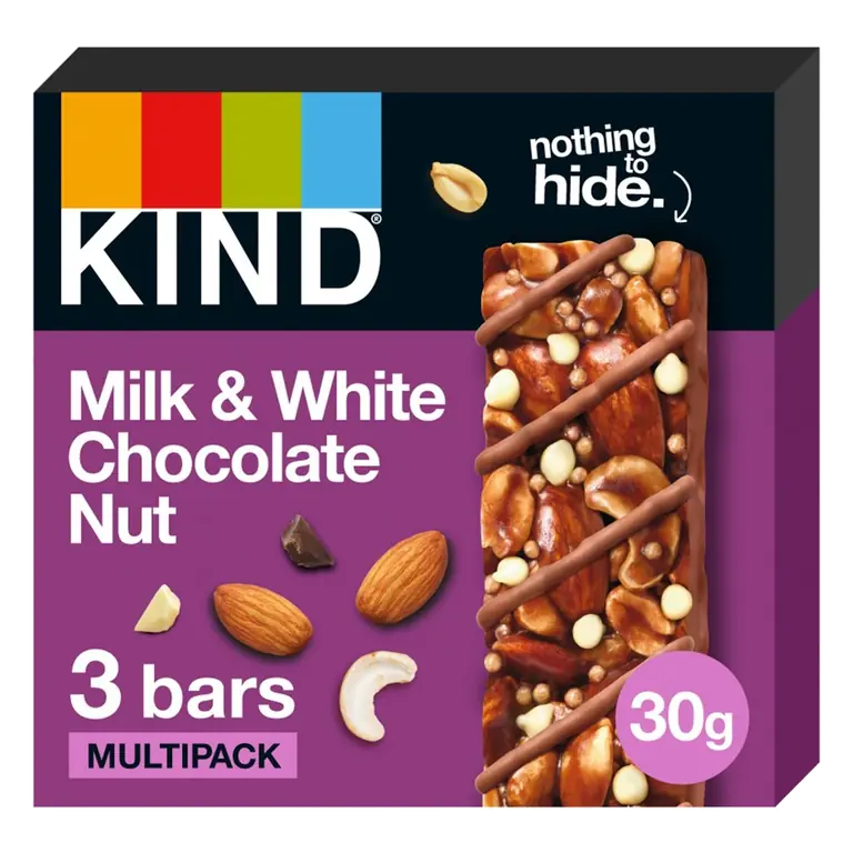 Milk & White Chocolate Nut Bars 3 X 30g