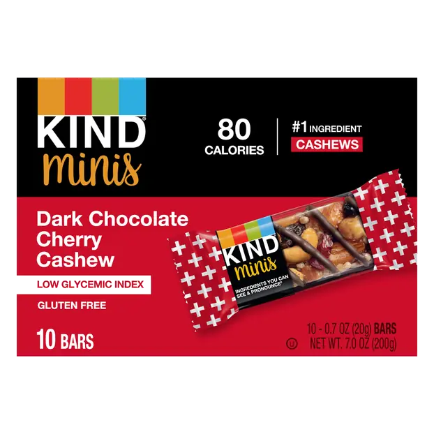 Minis Gluten Free Dark Chocolate Cherry Cashew Bars - 10 ct