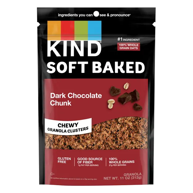 Soft Baked Gluten Free Dark Chocolate Chunk Chewy Granola Clusters