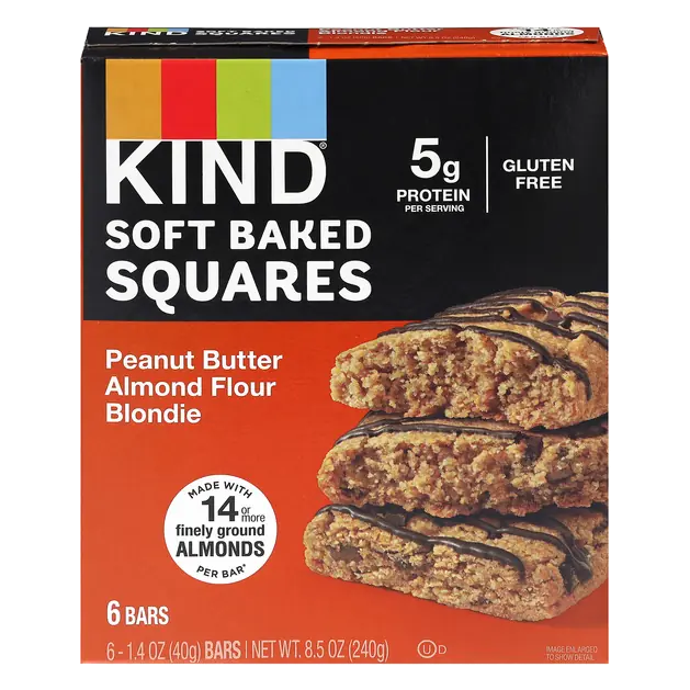 Soft Baked Squares Peanut Butter Almond Flour Blondie 5g Bars - 6 ct