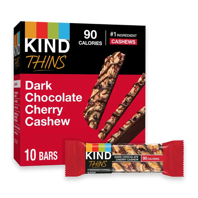 Thins Dark Chocolate Cherry Cashew Fruit and Nut Bars