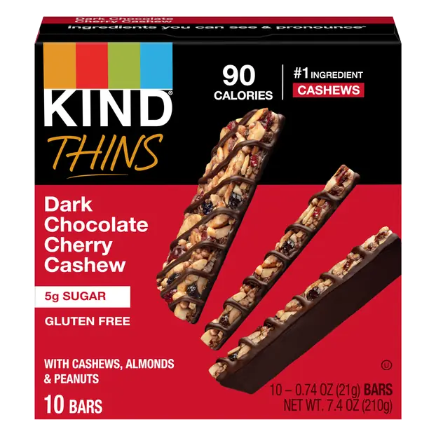 Thins Gluten Free Dark Chocolate Cherry Cashew Bars - 10 ct