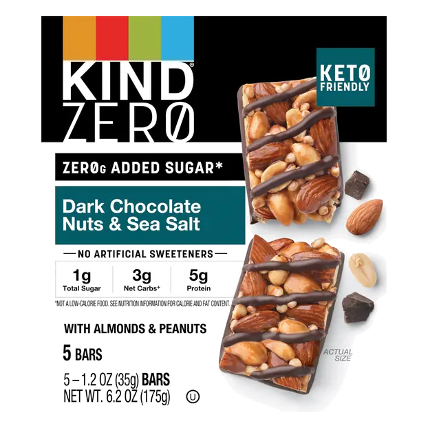 Zero Gluten Free Keto Dark Chocolate Nuts & Sea Salt Bars - 5 ct