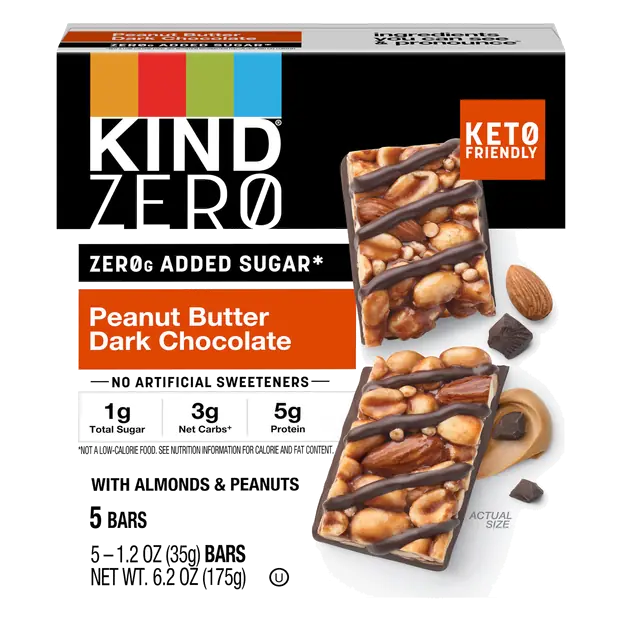Zero Gluten Free Keto Peanut Butter Dark Chocolate Bars - 5 ct