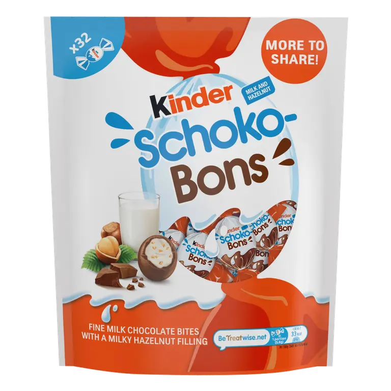Kinder 32 Milk and Hazelnut Schoko Bons 200g