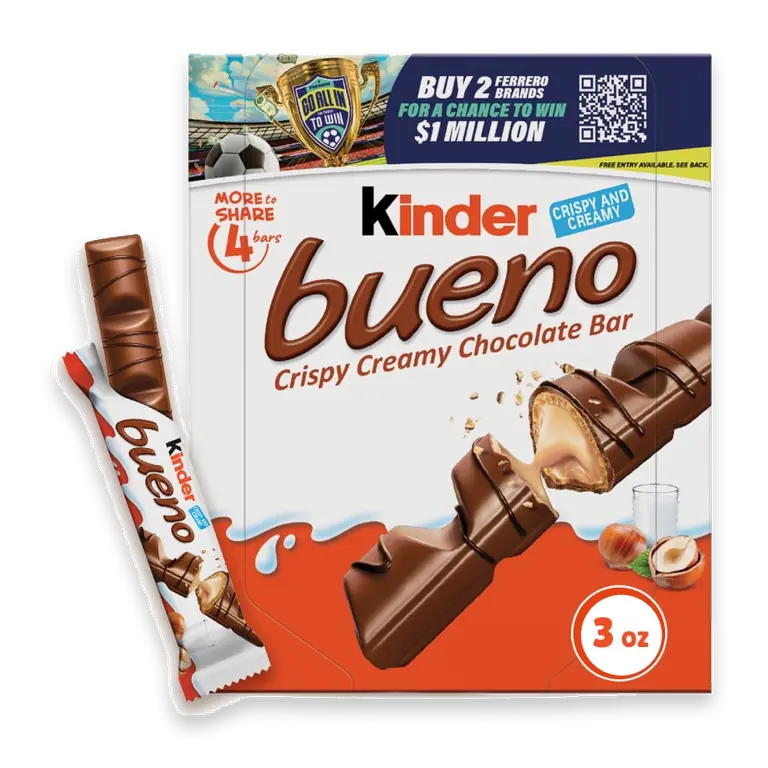 Bueno Milk Chocolate and Hazelnut Cream Chocolate Bars
